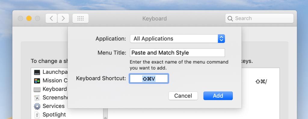keyboard shortcut for paste special excel mac